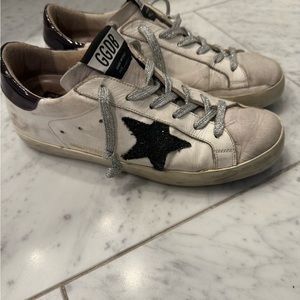 Golden Goose White and Black Star Sneakers